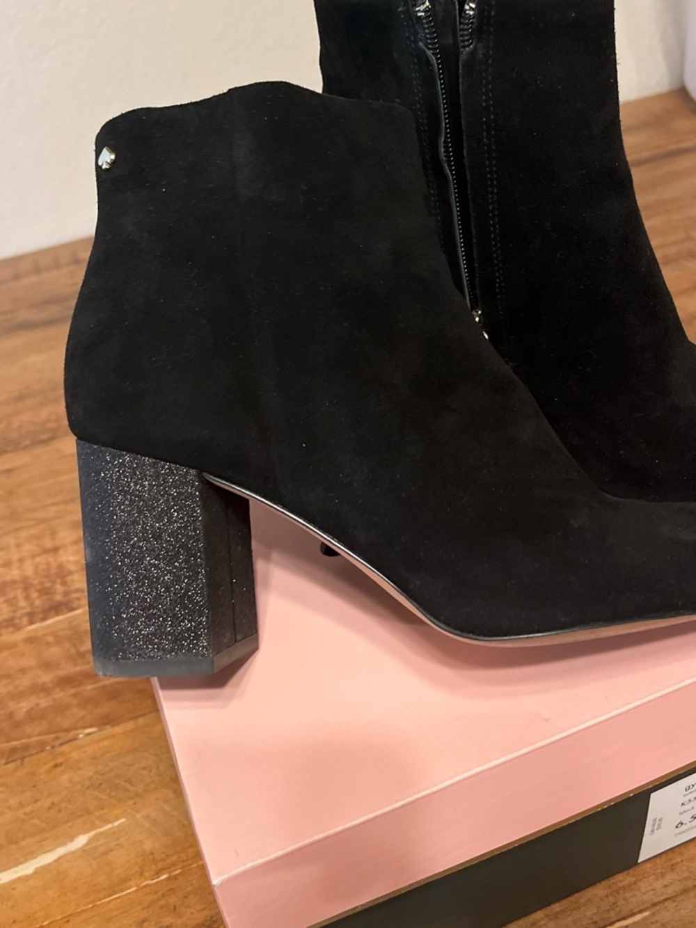 kate spade Black Suede Pointed Toe Ankle Boots - Picture 2 of 6